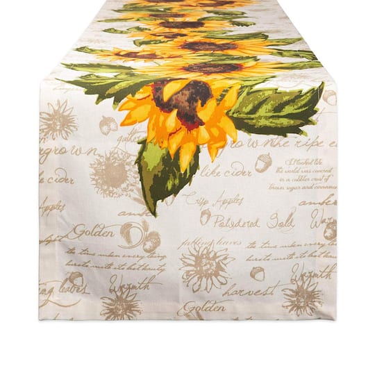 Design Imports Rustic Sunflowers Printed Table Runner, 14" x 108" - Multicolor